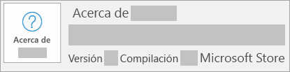 Captura de pantalla que muestra que la versión y compilación es Microsoft Store