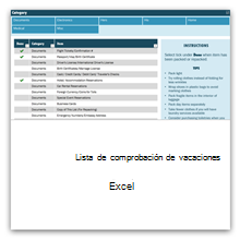 Lista de comprobación de vacaciones en Excel