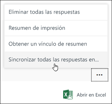 Opción “Sincronizar todas las respuestas en un nuevo libro” en Microsoft Forms