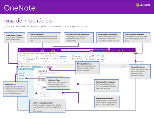 Guía de inicio rápido de OneNote 2016 (Windows)