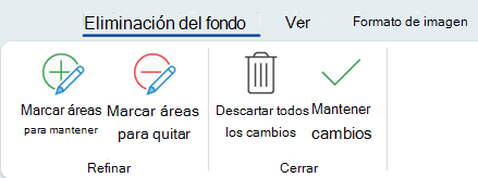 Las opciones de eliminación del fondo le permiten marcar áreas específicas de una imagen para mantener o quitar.