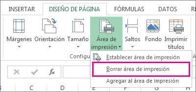 Borrar área de impresión