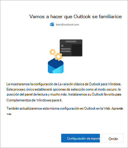 Importar la configuración al nuevo Outlook para Windows