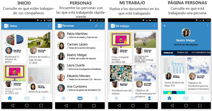 Pantallas de Delve para Android