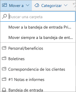 Bandeja de entrada Prioritarios en Outlook en la Web