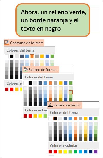 Forma con nuevos colores de relleno, texto y borde