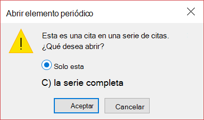 Puede abrir un elemento de una serie o toda la serie.