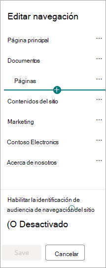 Cuadro de diálogo de navegación de SharePoint para sitios de concentrador.