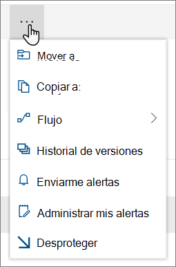 Las opciones de menú Mover a y Copiar a en la navegación superior de SharePoint Online cuando se seleccionan archivos o carpetas