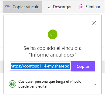 Copiar vínculo en OneDrive para la Empresa