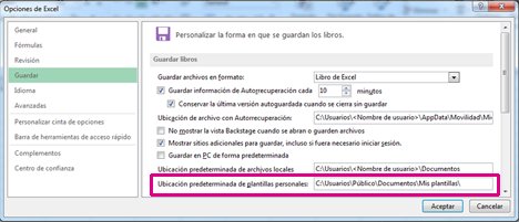 Opciones que puede configurar para guardar libros