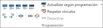 El grupo Programación de la pestaña Tarea.