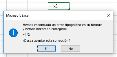 Cuadro de mensaje donde se le pregunta si quiere reemplazar x por * para la multiplicación