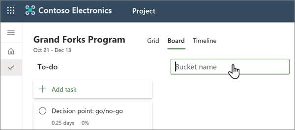 Crear un nombre de cubo en la vista de panel para Planner