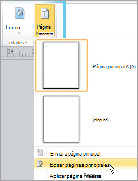 Seleccionar Editar páginas maestras en el menú Páginas maestras