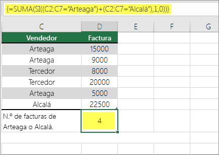 Ejemplo 1: SUMA y SI anidadas en una fórmula