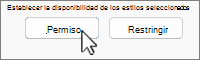 Restringir los botones de permiso con permiso elegido