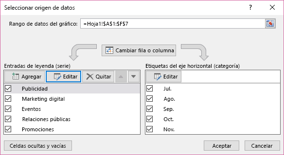 Cuadro de diálogo Seleccionar origen de datos