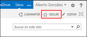 Seguir un sitio de SharePoint Online y agregar el vínculo a la página Sitios en Office 365.