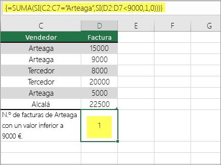 Ejemplo 3: SUMA y SI anidadas en una fórmula