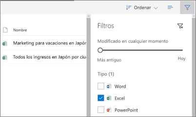 Captura de pantalla de ajuste de la vista Compartido conmigo en OneDrive para la Empresa