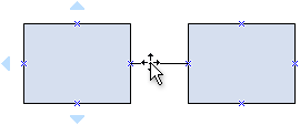 Al hacer clic en el triángulo azul, se agrega un conector que se adhiere a ambas formas.