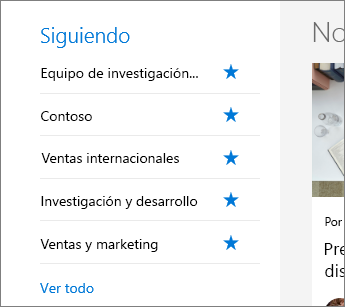 Sitios que sigo de SharePoint Office 365