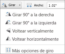 Menú Girar forma en Office para Mac