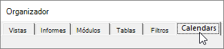 Pestaña Calendarios