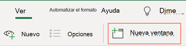 Icono del botón Nuevo en la pestaña Vista de la cinta de opciones