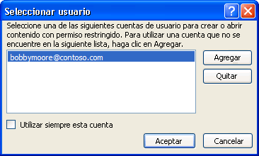 Cuadro de diálogo Seleccionar usuario