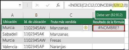 Error #¿NOMBRE? causado por la ausencia de los dos puntos (:) en una referencia de rango