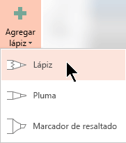 Puedes dibujar con la entrada de lápiz con tres texturas diferentes: un lápiz, un lápiz o un marcador de resaltado