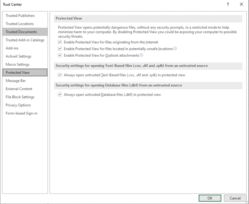 Configuración de la Vista protegida del Centro de confianza