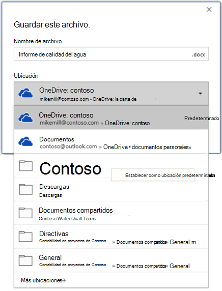 Captura de pantalla de cómo establecer la ubicación predeterminada en Word al guardar un archivo nuevo