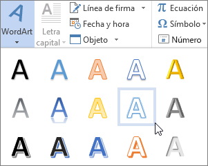 Elegir una opción de WordArt