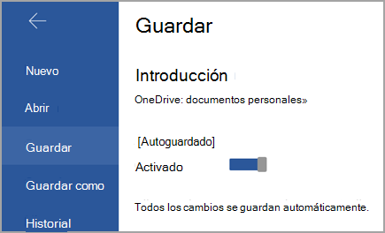 Conmutador de autoguardado en Android