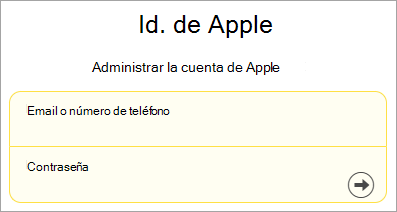 Captura de pantalla del inicio de sesión de id. de Apple