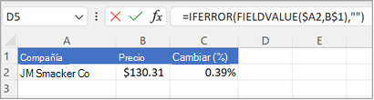 función de vaule de campo captura de pantalla de dos versiones dos