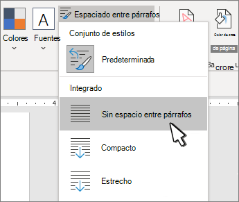 Establecer un espacio simple en el documento