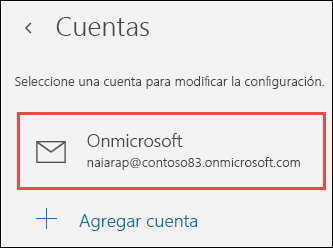 Cuentas en la aplicación Correo