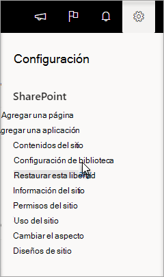 Vaya a Configuración, Configuración de biblioteca