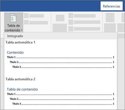 Crear una tabla de contenido