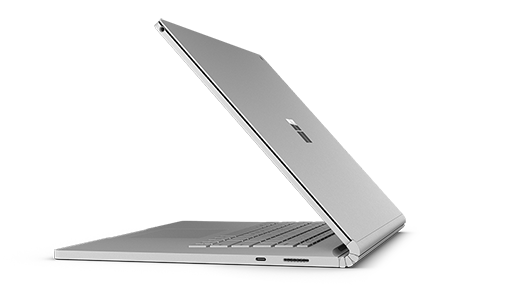 Imagen de la vista lateral de un Surface Book 2 abierto.