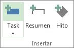 Imagen del botón Tarea en el grupo Insertar de la pestaña Tarea.