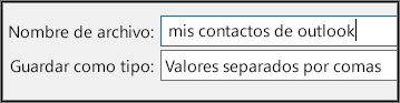 Asígnele un nombre al archivo de contactos.