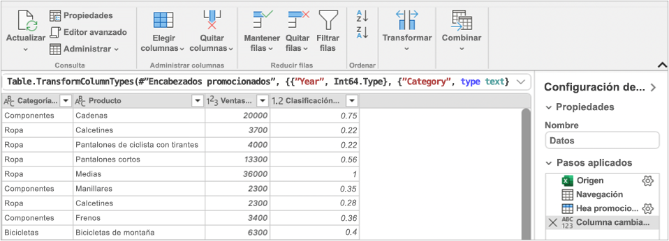 Editor de consultas de Power Query