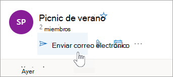 Captura de pantalla del botón Enviar correo electrónico