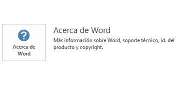 Cuando se ha instalado Office mediante la tecnología del instalador de Microsoft, la información de Aplicación y Actualización tiene este aspecto.