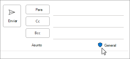 Icono de etiqueta de confidencialidad en un correo nuevo